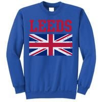 Leeds Union Jack United Kingdom British Flag Vintage Faded Gift Sweatshirt