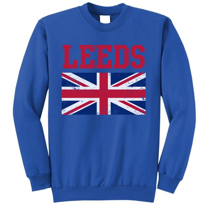 Leeds Union Jack United Kingdom British Flag Vintage Faded Gift Sweatshirt