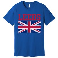 Leeds Union Jack United Kingdom British Flag Vintage Faded Gift Premium T-Shirt