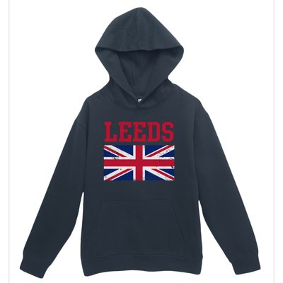 Leeds Union Jack United Kingdom British Flag Vintage Faded Gift Urban Pullover Hoodie