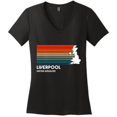 Liverpool United Kingdom Retro Vintage Style Uk Graphic Women's V-Neck T-Shirt
