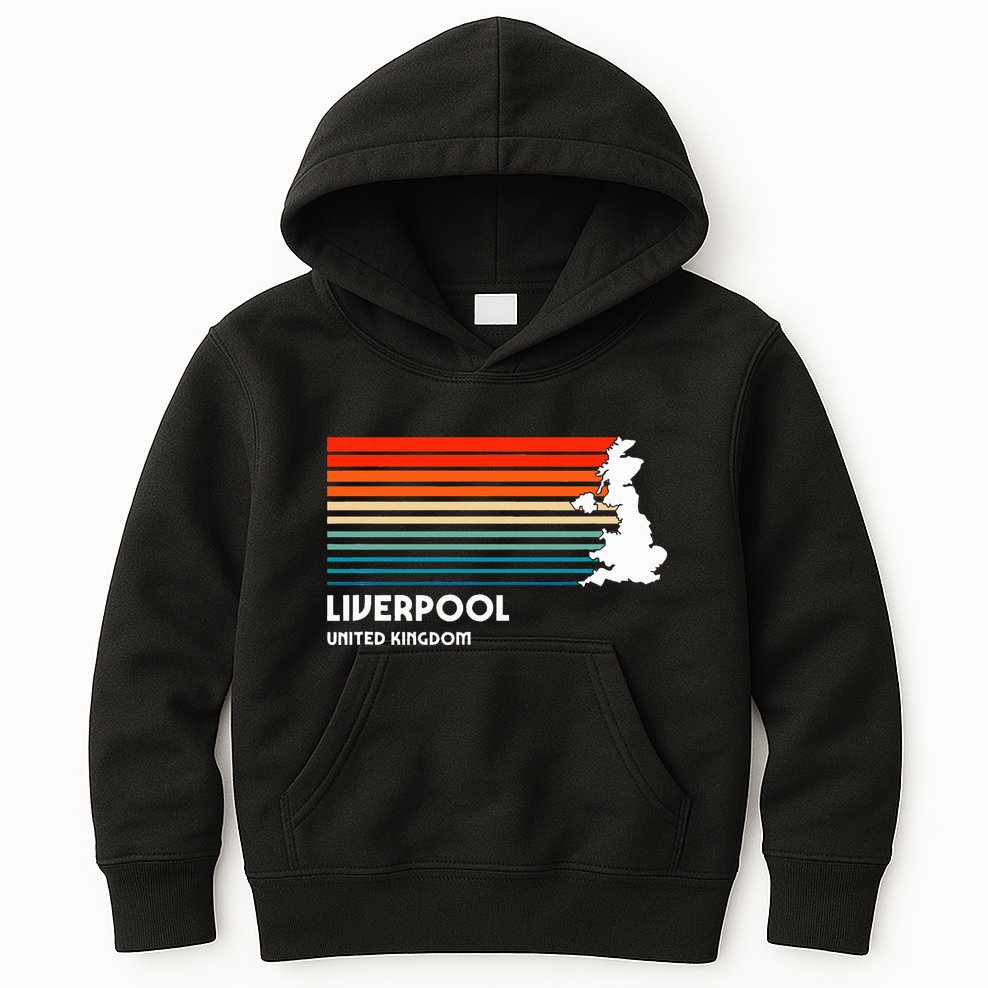 Liverpool United Kingdom Retro Vintage Style Uk Graphic Kids Hoodie