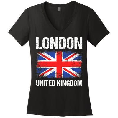 London United Kingdom UK Union Jack England Women's V-Neck T-Shirt