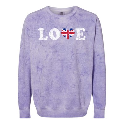 Love United Kingdom Union Jack Flag Heart Family Home Gift Colorblast Crewneck Sweatshirt