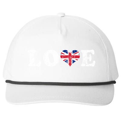 Love United Kingdom Union Jack Flag Heart Family Home Gift Snapback Five-Panel Rope Hat