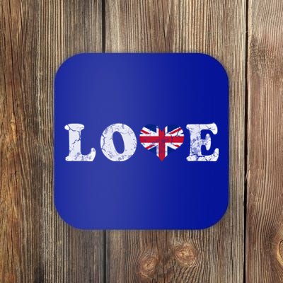 Love United Kingdom Union Jack Flag Heart Family Home Gift Coaster