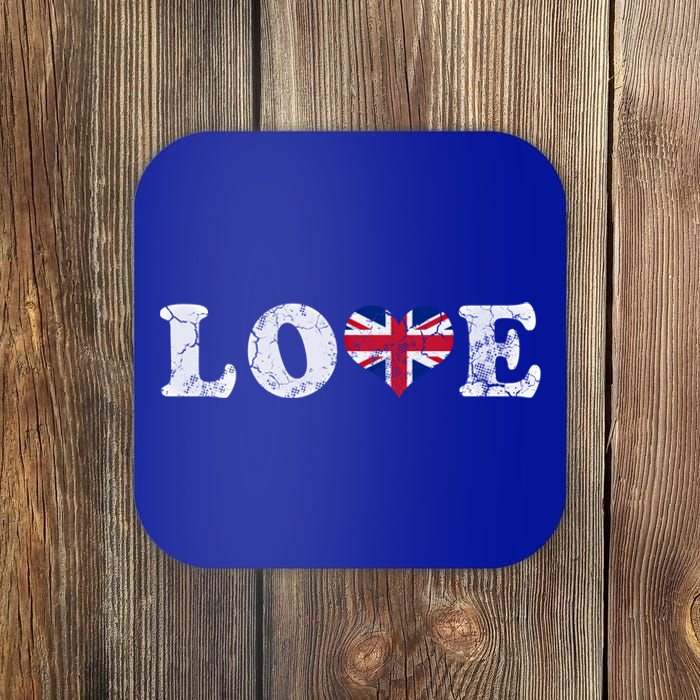 Love United Kingdom Union Jack Flag Heart Family Home Gift Coaster