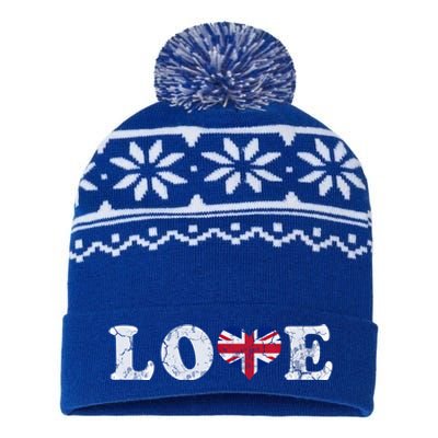 Love United Kingdom Union Jack Flag Heart Family Home Gift USA-Made Snowflake Beanie