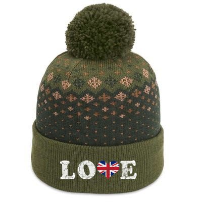 Love United Kingdom Union Jack Flag Heart Family Home Gift The Baniff Cuffed Pom Beanie