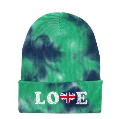 Love United Kingdom Union Jack Flag Heart Family Home Gift Tie Dye 12in Knit Beanie