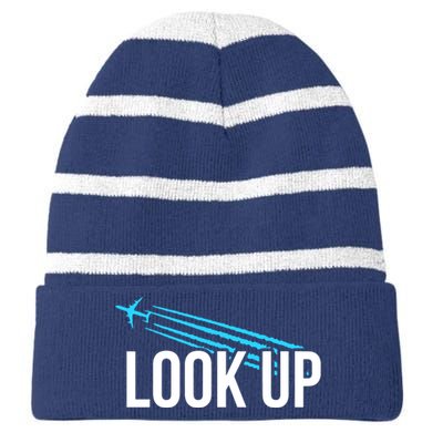 Look Up Striped Beanie with Solid Band