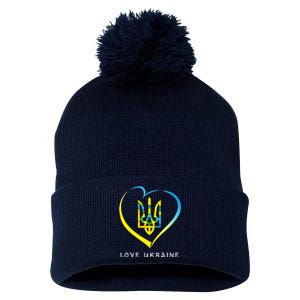 Love Ukrainian Pom Pom 12in Knit Beanie