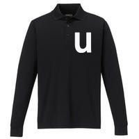 Letter U Lower Case Alphabet Matching Halloween ABC Performance Long Sleeve Polo