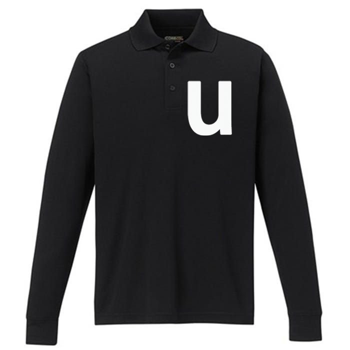 Letter U Lower Case Alphabet Matching Halloween ABC Performance Long Sleeve Polo