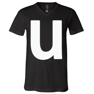 Letter U Lower Case Alphabet Matching Halloween ABC V-Neck T-Shirt