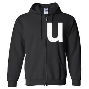 Letter U Lower Case Alphabet Matching Halloween ABC Full Zip Hoodie