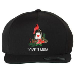 Love U Mom Red Cardinal Bird Mothers Day Cool Gift Wool Snapback Cap