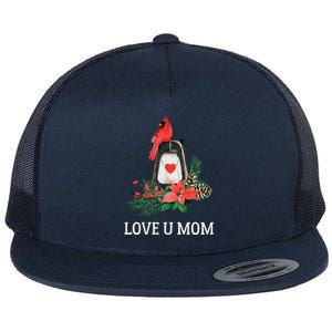 Love U Mom Red Cardinal Bird Mothers Day Cool Gift Flat Bill Trucker Hat