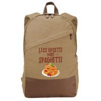 Less Upsetti More Spaghetti Pasta Lover Cotton Canvas Backpack