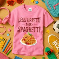 Less Upsetti More Spaghetti Pasta Lover Kids T-Shirt