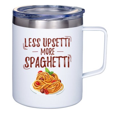 Less Upsetti More Spaghetti Pasta Lover 12oz Stainless Steel Coffee Mug