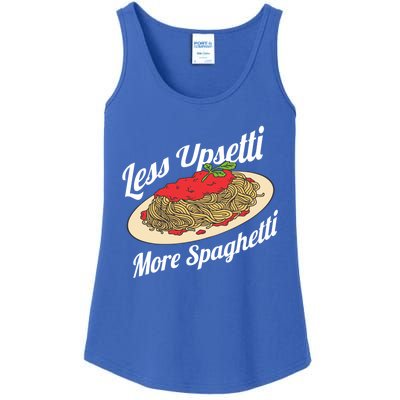 Less Upsetti More Spaghetti Funny Spaghetti Pasta Gift Cute Gift Ladies Essential Tank