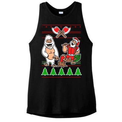 Lumberjack Santa Ugly Christmas Sweater Ladies PosiCharge Tri-Blend Wicking Tank