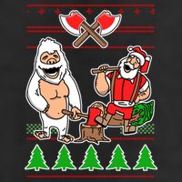 Lumberjack Santa Ugly Christmas Sweater 7 Panel Mesh Trucker Snapback Hat