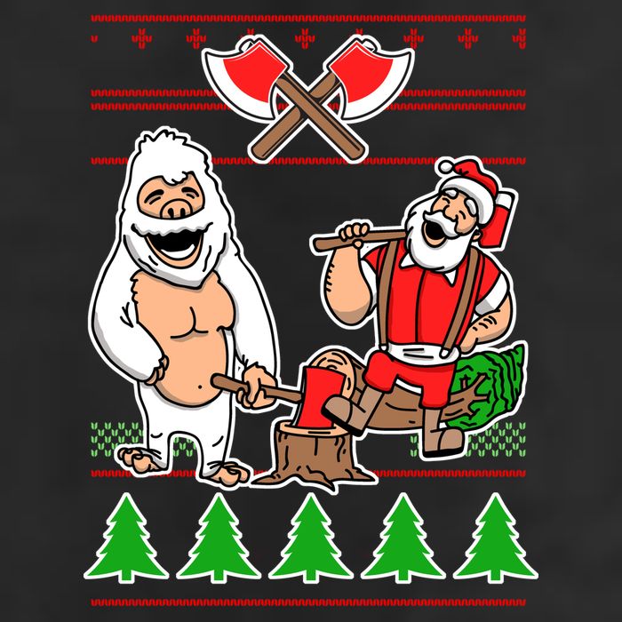 Lumberjack Santa Ugly Christmas Sweater 7 Panel Mesh Trucker Snapback Hat