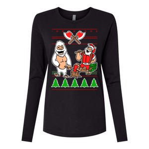 Lumberjack Santa Ugly Christmas Sweater Womens Cotton Relaxed Long Sleeve T-Shirt