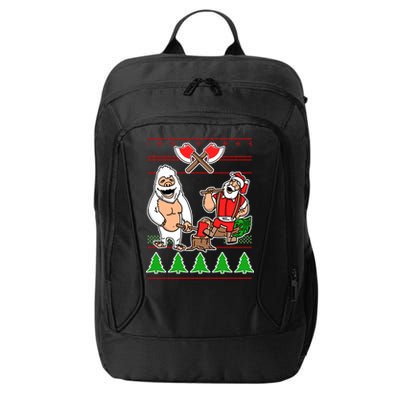 Lumberjack Santa Ugly Christmas Sweater City Backpack