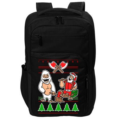 Lumberjack Santa Ugly Christmas Sweater Impact Tech Backpack