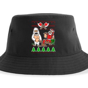 Lumberjack Santa Ugly Christmas Sweater Sustainable Bucket Hat