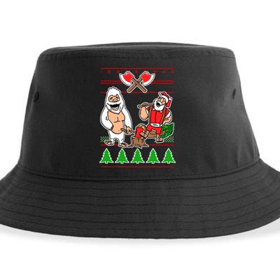 Lumberjack Santa Ugly Christmas Sweater Sustainable Bucket Hat