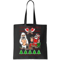 Lumberjack Santa Ugly Christmas Sweater Tote Bag