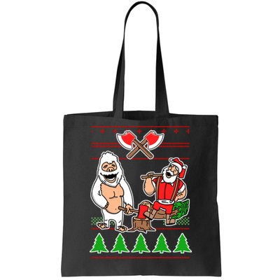 Lumberjack Santa Ugly Christmas Sweater Tote Bag