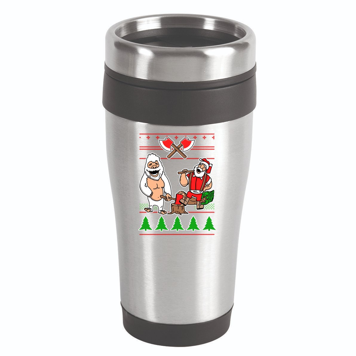 Lumberjack Santa Ugly Christmas Sweater 16oz Travel Tumbler