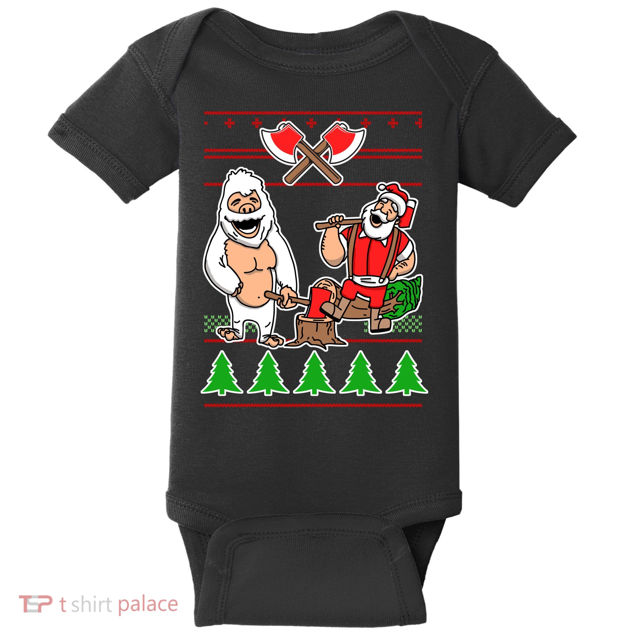 Lumberjack Santa Ugly Christmas Sweater Baby Bodysuit