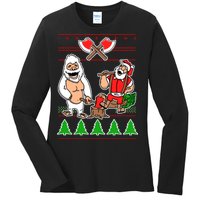 Lumberjack Santa Ugly Christmas Sweater Ladies Long Sleeve Shirt