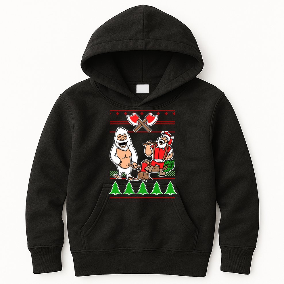 Lumberjack Santa Ugly Christmas Sweater Kids Hoodie