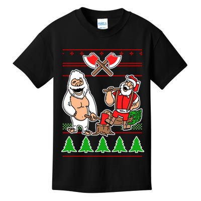 Lumberjack Santa Ugly Christmas Sweater Kids T-Shirt