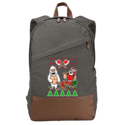 Lumberjack Santa Ugly Christmas Sweater Cotton Canvas Backpack