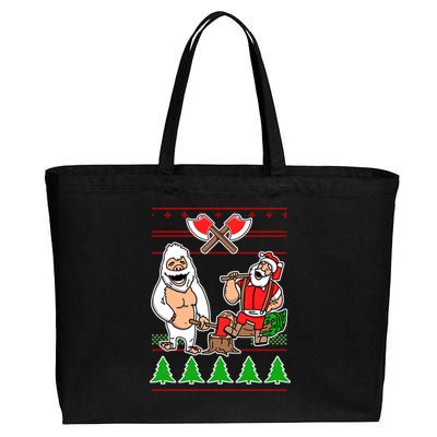 Lumberjack Santa Ugly Christmas Sweater Cotton Canvas Jumbo Tote