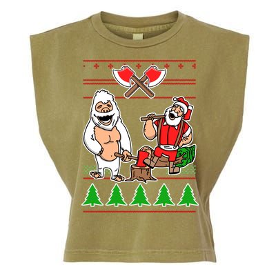 Lumberjack Santa Ugly Christmas Sweater Garment-Dyed Women's Muscle Tee