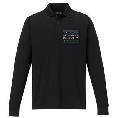 Listed Under Naughty Christmas Adult Humor Xmas Naughty Joke Great Gift Performance Long Sleeve Polo