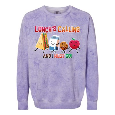 Lunch Is Calling And I Must Go Colorblast Crewneck Sweatshirt