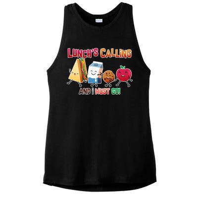 Lunch Is Calling And I Must Go Ladies PosiCharge Tri-Blend Wicking Tank