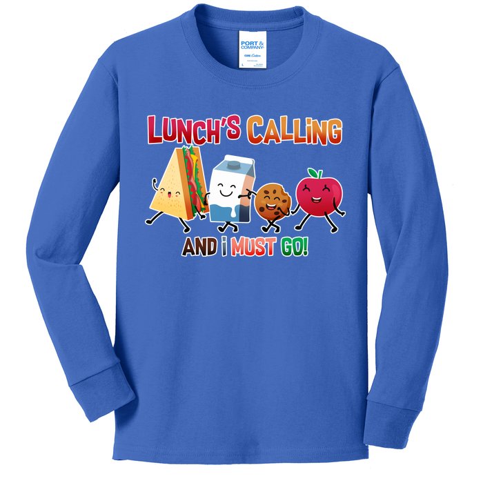 Lunch Is Calling And I Must Go Kids Long Sleeve Shirt