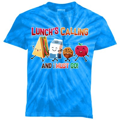 Lunch Is Calling And I Must Go Kids Tie-Dye T-Shirt