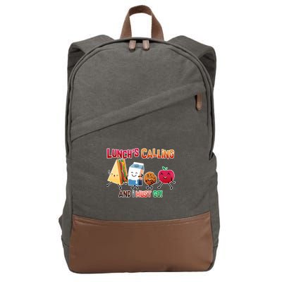Lunch Is Calling And I Must Go Cotton Canvas Backpack